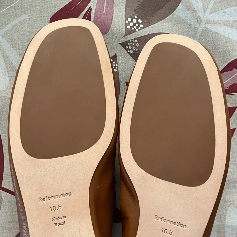 Reformation  Bethany Stud-Detailed Leather Ballet Flats RumLeather Studs New